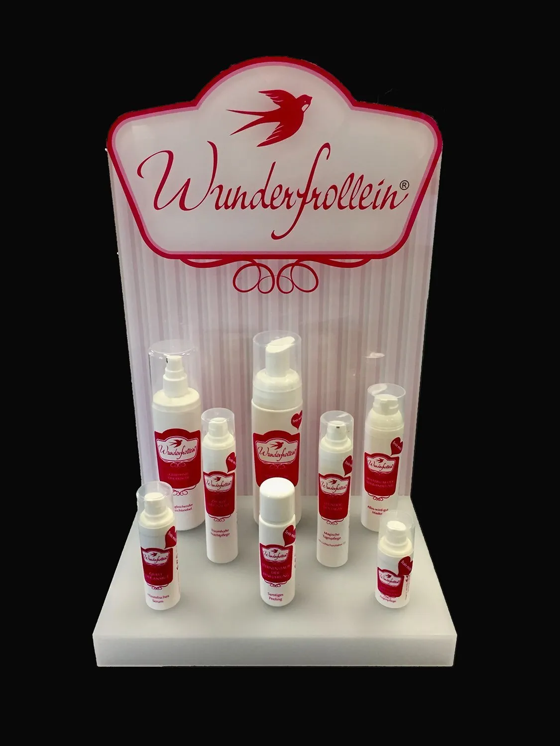 Acrylglas-Produktdisplay mit Logo für Kosmetikprodukte